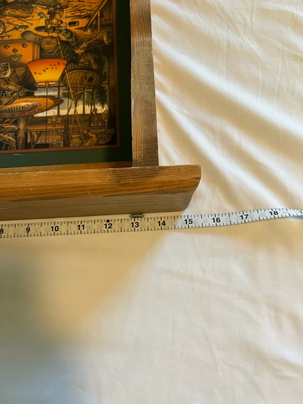 Vintage Wooden Cabin Picture Shelf W/ Pegs 14x15x3